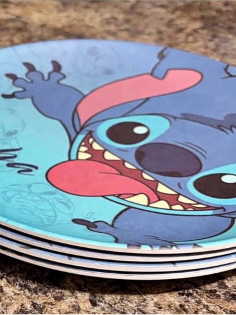 Disney Stitch Blue and Pink Ceramic Dinner Plate Set